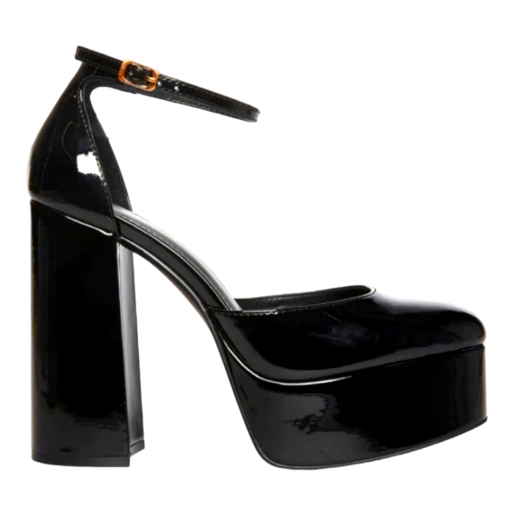 Madden Girl Black Platform Block Heel Shoes Size 8.5M